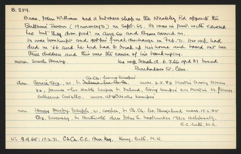 Macdonald Dictionary Record John William Bean Canterbury Museum