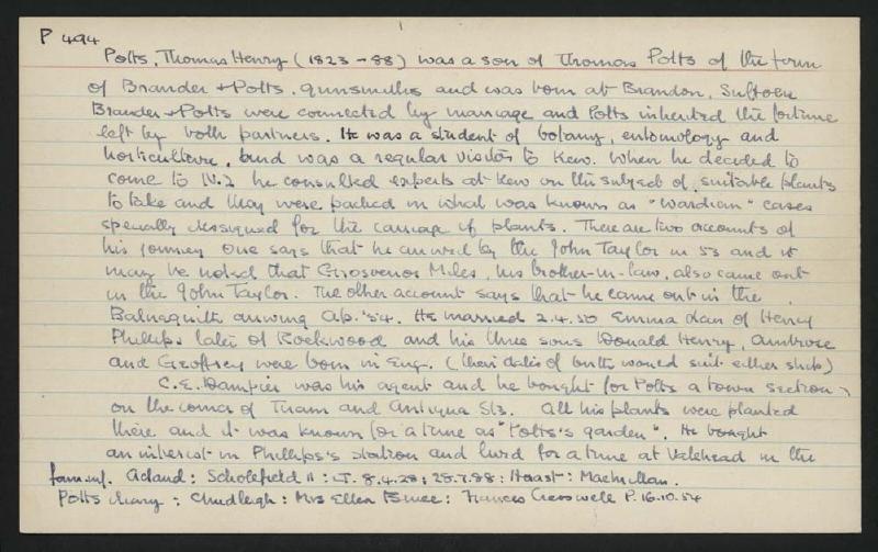 Macdonald Dictionary Record Thomas Henry Potts Canterbury Museum