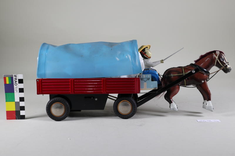 Toy mechanical wagon pulled by horse Canterbury Museum
