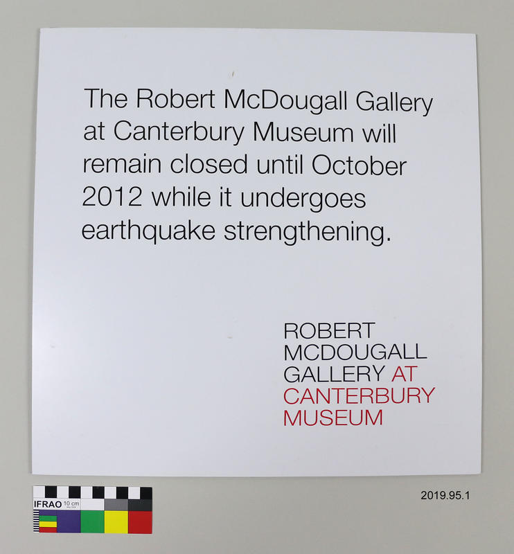 Sign McDougall Gallery Closed Canterbury Museum