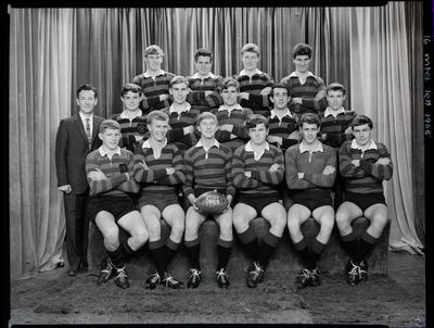 Black and White Film Negative: Christchurch Boys High, second XV