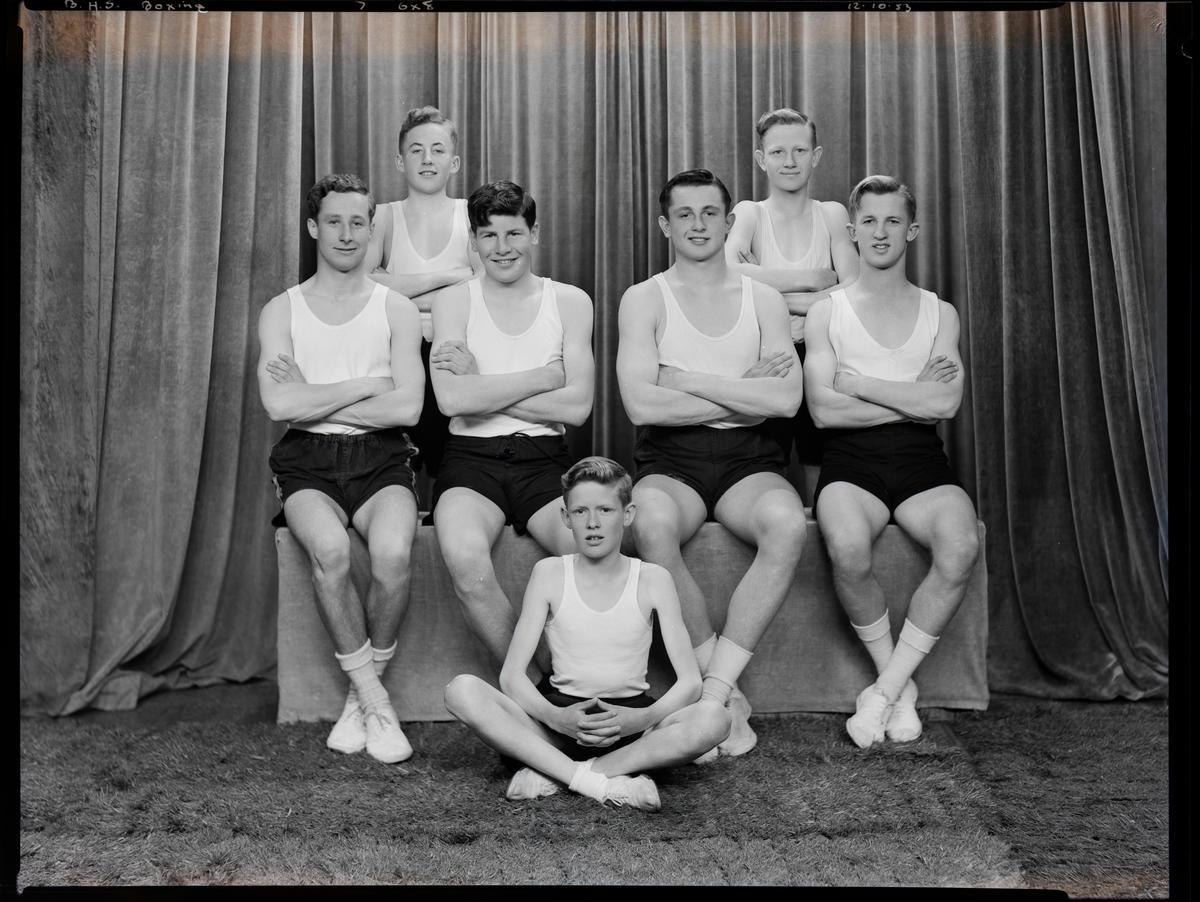 Black and White Film Negative Christchurch Boys High School, boxing