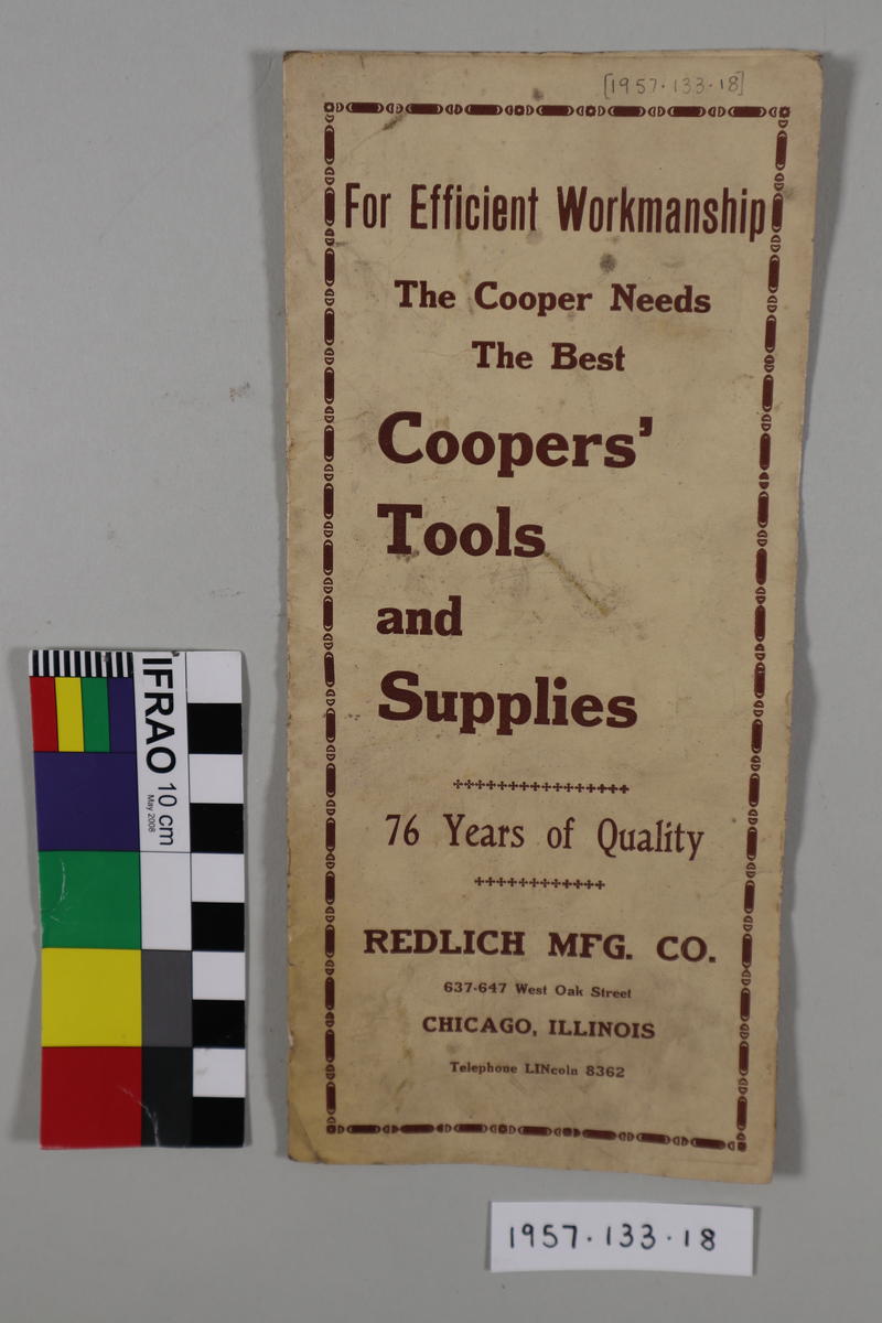 Catalogue Coopers' Tools and Supplies Canterbury Museum