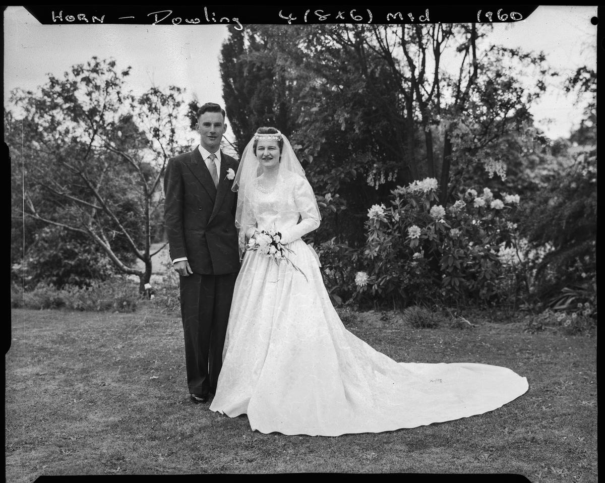 Film negative Horn and Dowling wedding, bride and groom Canterbury