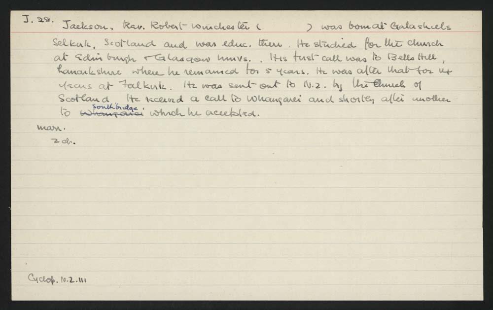 Macdonald Dictionary Record Robert Winchester Jackson Canterbury Museum