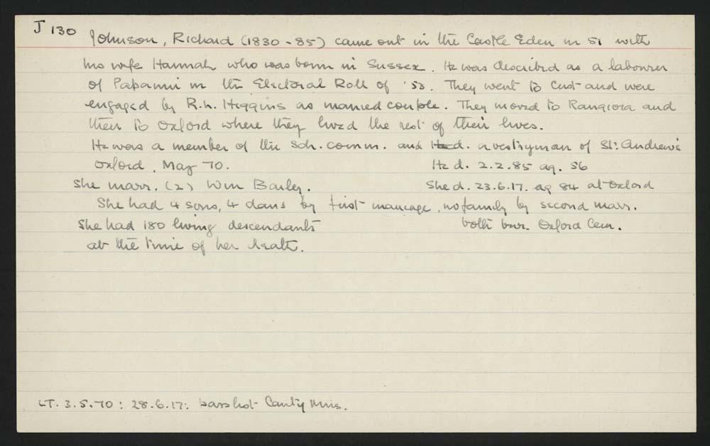 Macdonald Dictionary Record Richard Johnson Canterbury Museum