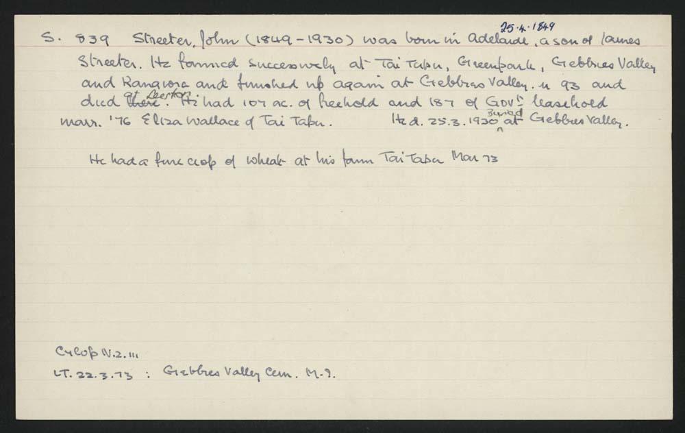 Macdonald Dictionary Record John Streeter Canterbury Museum