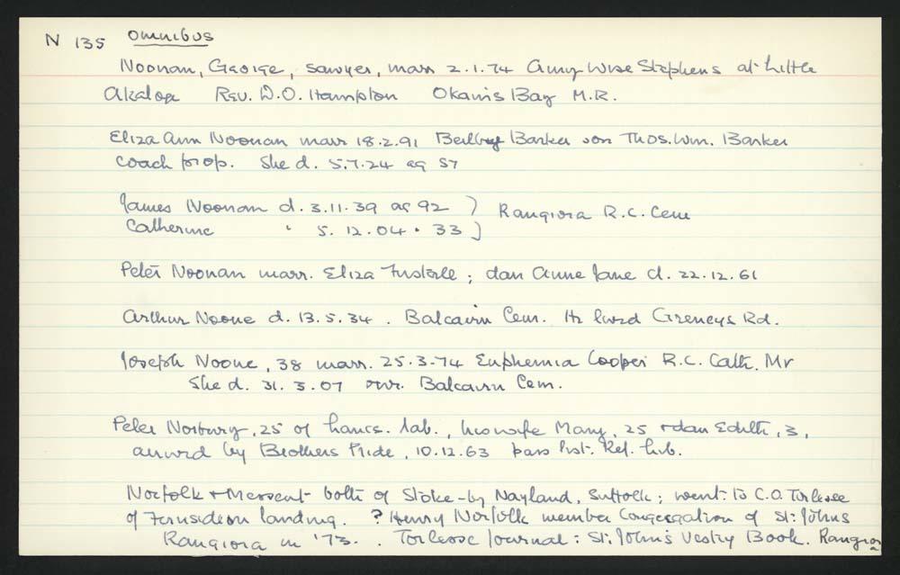 Macdonald Dictionary Record Noonan, Eliza Ann Noonan, James Noonan, Peter Noonan, Arthur