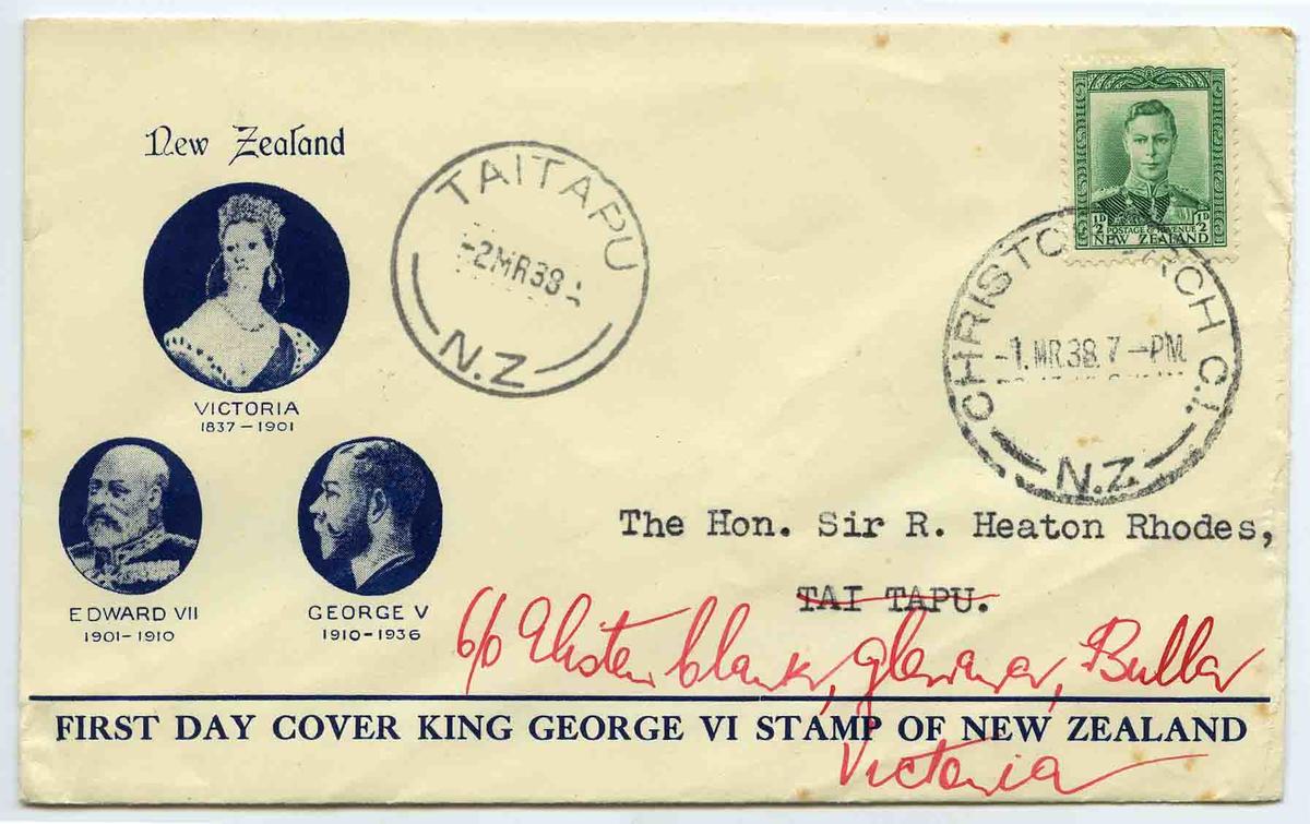 First Day Cover King VI Stamp of New Zealand Canterbury Museum