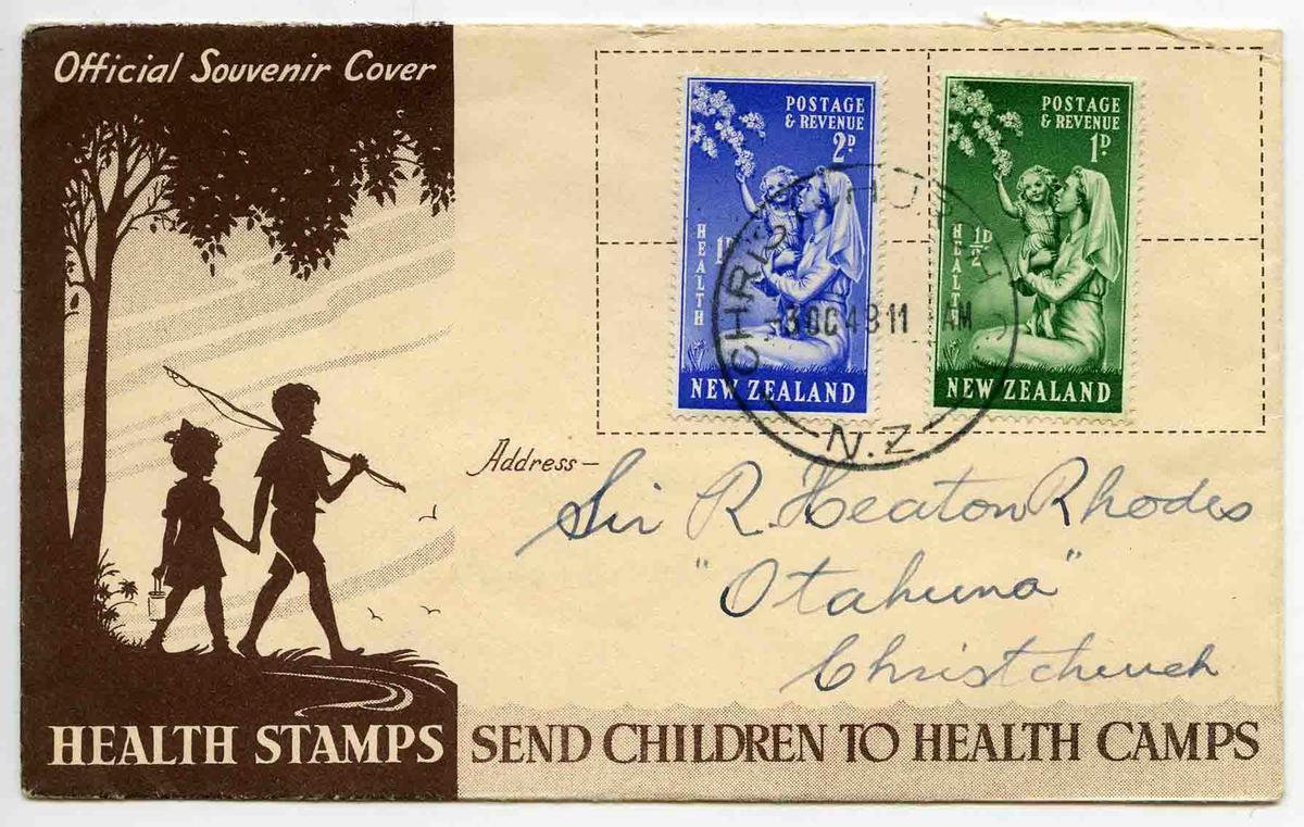 Official Souvenir Cover New Zealand Health Stamps 1949 Canterbury Museum